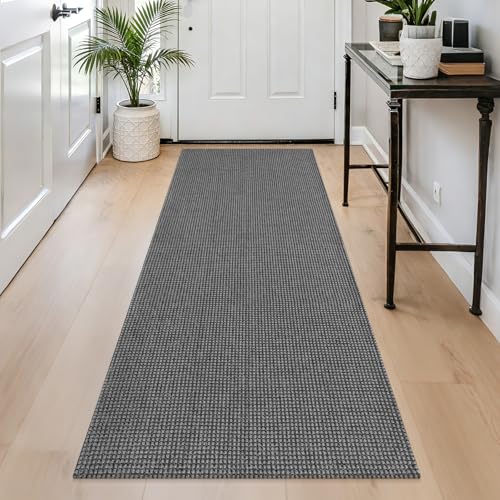 Woven Runner Rug 2x5 Ft Washable Runner Rug Front Door Runner Cotton Non Slip Rubber Backed Kitchen Runner Braided Indoor Floor Carpet for Entryway Hallway Kitchen Bedroom(Grey/Dark Grey) - color: Grey/Dark Grey, size: 2x5