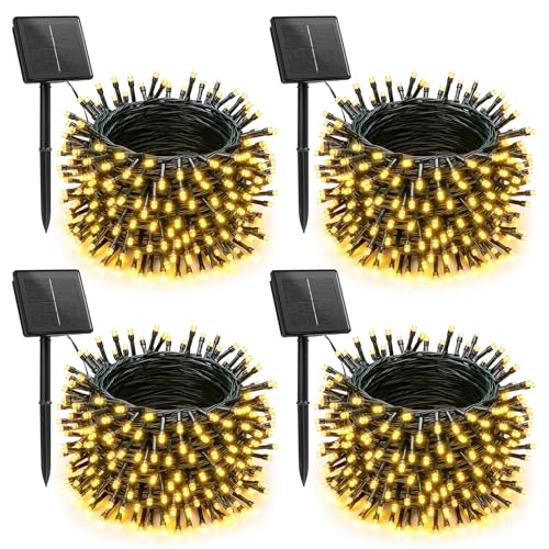 Brightown 4 Pack Solar String Lights for Outside, 184Ft 480 LED Solar Lights Outdoor Waterproof with 8 Modes, Solar Outdoor String Light for Patio Yard Tree Garden Party Decorations, Warm White - color: Warm White, size: 4 Pack