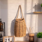 Woven Water Hyacinth Hanging Basket Door Hanging Basket Wall for Home Garden Farmhouse (Water Hyacinth) - color: Water Hyacinth