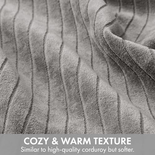 MIULEE Set of 2 Grey Decorative Throw Pillow Covers 18x18 Inch, Thick Soft Textured Striped Cushion Covers, Modern Solid Color Farmhouse Boho Pillow Case for Sofa Couch Bed Living Room - color: Grey, size: 18" x 18" (Pack of 2)