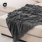 RECYCO Throw Blanket Soft Cozy Chenille Throw Blanket with Fringe Tassel for Couch Sofa Chair Bed Living Room Gift (Dark Gray, 50" x 60") - color: Dark Gray, size: 50'' X 60''