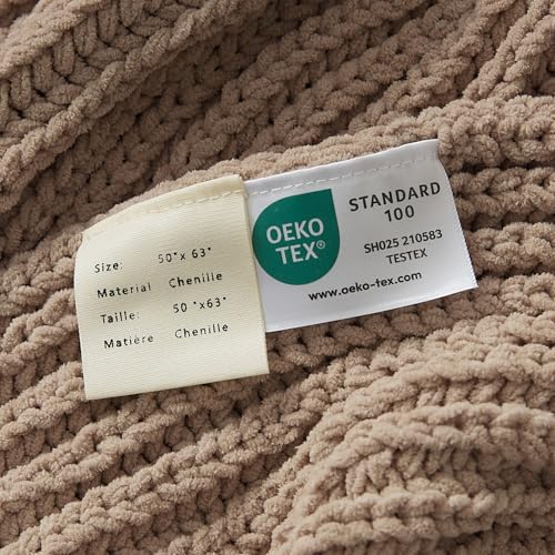 WESHIONGOO Throw Blanket for Couch Soft Knit Throw Blanket with Chenille Yarn Non-Shedding, Chenille Blanket for Living Room Bed Sofa (Brown, 50"*60") - color: Brown