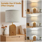 Table Lamps Set of 2 - 19" Wood Farmhouse Bedside Lamp with Adjustable Color Temperatures - Modern Rustic Linen Lampshade Nightstand Lamps for Bedroom Living Room Office, Bulbs Included, Natural - color: Natural