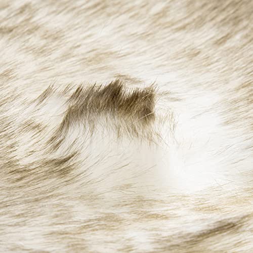 Ashler HOME DECO Soft Fox Faux Fur Chair Couch Cover Area Rug for Bedroom Floor Sofa Living Room White Brown Rectangle 2 x 3 Feet - color: White Brown, size: 2 x 3 ft
