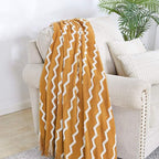 BOURINA Fluffy Chenille Knitted Fringe Throw Blanket Lightweight Soft Cozy for Bed Sofa Chair Throw Blankets, 60" x 80",Mustard - color: A-mustard, size: 60"×80"