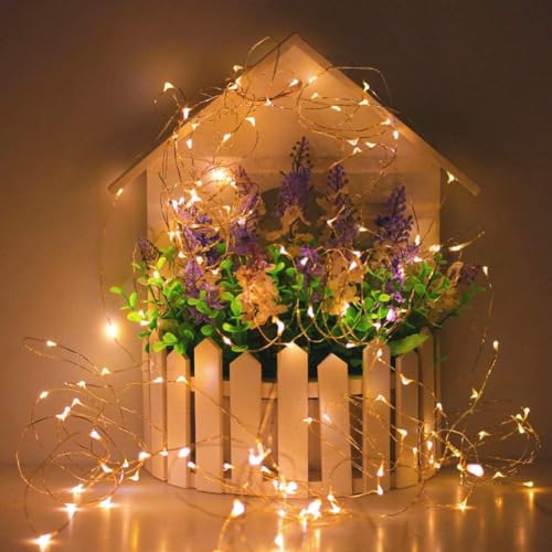 Twinkle Star 300LED 99FT Copper Wire String Lights Battery Operated 8 Modes Fairy Lights with Remote Waterproof Fairy String Lights for Outdoor Christmas Lights Wedding Party Decoration Warm White - color: Warm White, size: 99 ft