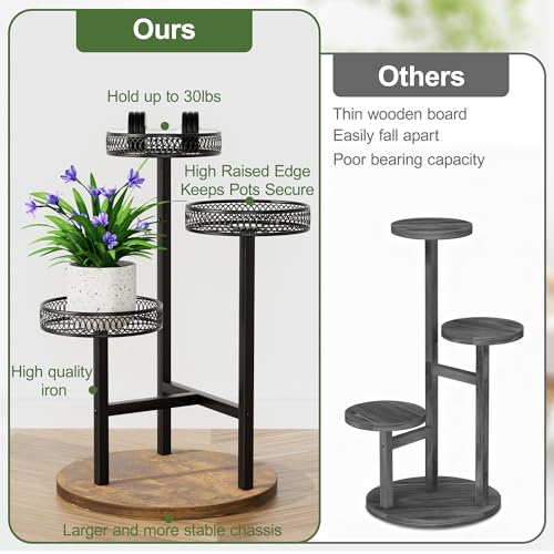 Black Stand Plants, 3-Tier Metal Plant Stands for Outdoor Indoor Plants,Heavy Duty Flower Pot Stands for Multiple Plants,Decoration Display Racks for Patio Garden -BlackFlower - color: BlackFlower, size: 3-tiers