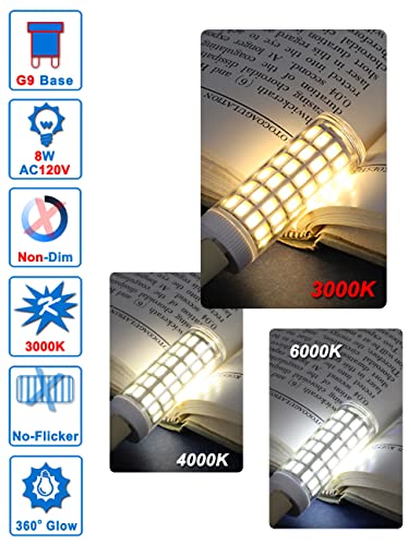 Ziomitus G9 Led Bulbs 75W 80W 100W T4 Clear Halogen Equivalent,1000 lm,3000K Soft Warm White,AC120V G9 8W Bi-pin LED Corn Light Bulb for Chandelier Pendant Wall Ceiling Floor Ligting,Non-flicker,5Pack - color: Warm White, size: 8 Watts
