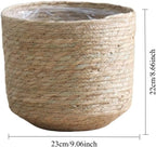 Seagrass Planter Basket Set with Plastic Lining Woven Indoor Outdoor Plant Pot Covers Natural Storage Containers for Flowers & Plants(9.06''X8.66'')