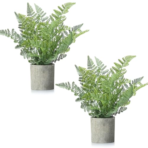 FAVOWREATH 2 Pack Small Fake Plants Potted Artificial Plants Indoor for Home Decor Office Room Farmhouse Indoor Table Bathroom Decor - color: Green