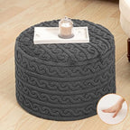 Round Plush Ottoman Pouf Stuffed– Fluffy Ottoman Foot Rest with Modern Foam Filler 20" x 14" Cozy Floor Pouf for Living Room & Bedroom (Gray) - color: Grey