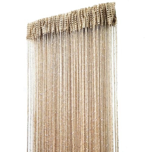 ave split Decorative Door String Curtain Wall Panel Fringe Window Room Divider Blind Divider Tassel Screen Home 100x200centimeter (Champagne18) - color: Champagne