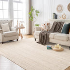 Shatex Burlap Rug 5x8ft, Handmade Braided 100% Natural Jute Rug for Bedroom & Living Room, Off-White - color: Off-white, size: 5' x 8' (Rectangular)