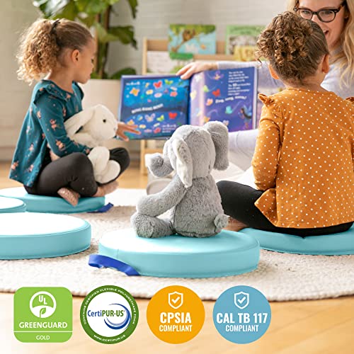 ECR4Kids SoftZone Floor Cushions, Round, Flexible Seating, Seafoam, 6-Piece - color: Seafoam