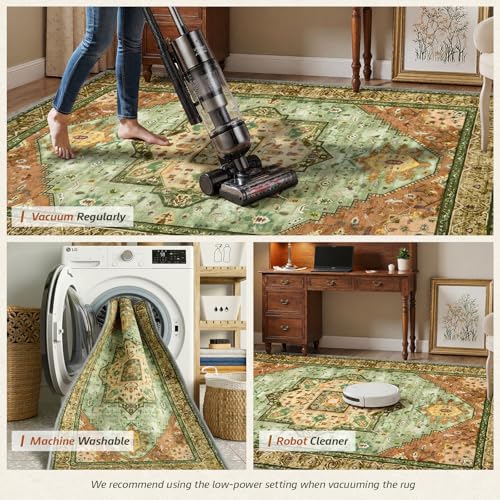 MINIDEAR 2x3 Area Rugs for Entryway Kitchen, Washable Rug Small Accent Rugs for Bedroom Non Slip Vintage Rug Thin Carpet Mat for Home, Green - color: 02yellow-green, size: 2' x 3' (Rectangular)