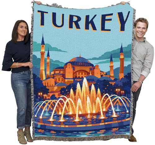 Pure Country Weavers Turkey Travel Blanket - Gift Tapestry Throw Woven from Cotton - Made in The USA (72x54) - color: Turkey Travel, size: 60X80