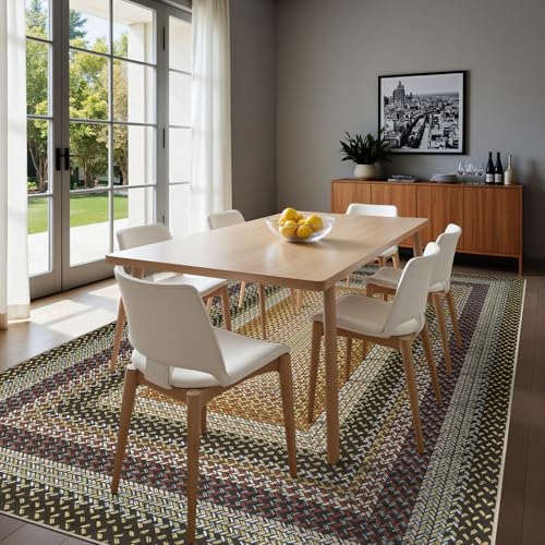 Ileading Faux Braided Large Area Rug 8'x10' Washable Farmhouse, No-Shed Non-Slip Woven Carpet, Pet Friendly Stain Resistant Jute Style Rug for Living Room Dining Bedroom - color: Multi Color-yellow, size: 8' x 10'(Rectangular)