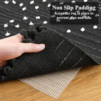 Black Runner Rug, Washable Rug for Hallway Non Slip, 2x4.3ft Boho Kitchen Bathroom Runner for Bedroom with Tassels - size: 2' x 4'4" (Runner)