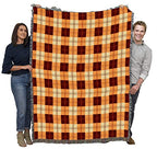 Pure Country Weavers Plaid Blanket Mango Orange Yellow - Patterns Gift Tapestry Throw Woven from Cotton - Made in the USA (72x54) - color: Mango Orange Yellow