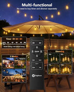 Brightown 175FT Solar String Lights Outdoor Waterproof with Remote, 56+2 LED Shatterproof Bulbs, Dimmable & Timable, 3 Light Modes - Commercial Grade Patio Lights for Garden Backyard Party Decor - size: 175FT(56 Sockets)