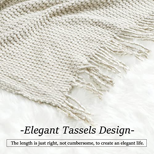Blagic Grey and White Knit Throw Blanket with Tassel| Home Decor Blanket| Holiday Throw| Wrap Shawl Scarf, Lightweight Soft Cozy Warm Fluffy, Wheat Textured, 50" W x 60" L - color: F-grey & White, size: 50 × 60 in