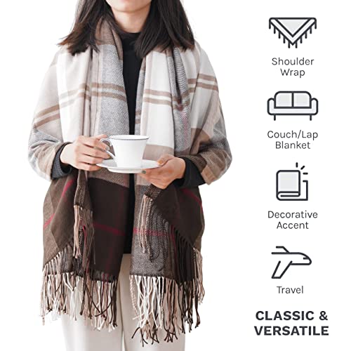 BATTILO HOME Brown Plaid Throw Blanket for Couch - Fall Plaid Blanket Buffalo Plaid Blankets - Lightweight Farmhouse Outdoor Throw Blankets for Bed, Sofa (50"x60", Coffee) - color: Coffee