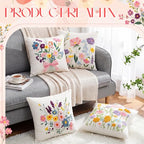 Mixweer 4 Pcs Wildflowers Pillow Covers Set, 18 x 18 Inch Embroidered Pillow Cases, Square Throw Cushion Cover for Couch Sofa Bed Home Decor - style: Wildflowers
