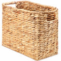 Tatuo Seagrass Magazine Baskets Magazine Holder Tall Narrow Woven Storage Wicker Basket Floor Bathroom Home Office Handwoven Holder for Books, Newspaper, File and Mail(Light Brown) - color: Light Brown
