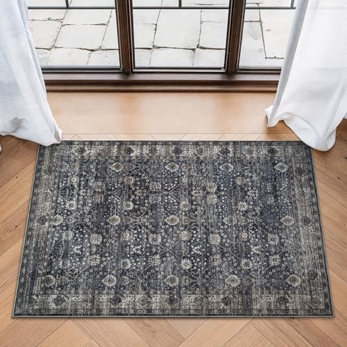 Bloom Rugs Washable Non-Slip 2' x 3' Rug - Black/Brown Traditional Oriental Area Rug for Living Room, Bedroom, Dining Room, and Kitchen - Exact Size: 2' x 3' - color: Black / Brown, size: 2' x 3' (Rectangular)