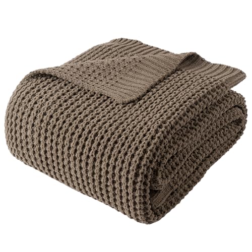Bunnikins & Clover Knitted Waffle Throw Blanket 50x60 Inches, Camel Tan Throw Blanket for Couch, Tan Blanket Fluffy Cozy Knit Soft Throws for Women Mothers Birthday Gifts - color: Camel, size: 50"x60"