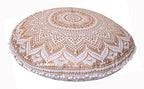 32" Ombre Mandala Bohemian Yoga Meditation Floor Pillow Cover Comfortable Home Cushion Couch Seating Large Zipped Throw Hippie Decorative Ottoman Boho Indian (Golden, 32 inches)