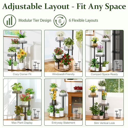 Black Stand Plants, 3-Tier Metal Plant Stands for Outdoor Indoor Plants,Heavy Duty Flower Pot Stands for Multiple Plants,Decoration Display Racks for Patio Garden -BlackFlower - color: BlackFlower, size: 3-tiers