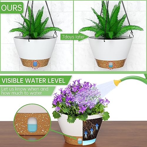 ZMTECH 2 Pack 8 Inch Hanging Planters for Indoor Plants, Modern White Hanging Planter with Visible Water Level Window & Removable Tray, Decorative Plant Hanger Indoor for Home Decor - color: White, size: 8 Inch