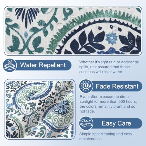 LVTXIII Outdoor Bistro Chair Cushions, 15"x15"x4" Round Patio Chair Cushions, All Weather Tufted Seat Cushions for Patio Furniture Use, Set of 2, Coastal Medallion - color: Coastal Medallion