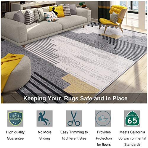 Non Slip Rug Pad Grippers - 2.5x9 Ft, 1/8" Thick, (Felt + Rubber) Double Layers Area Carpet Mat Tap, Provides Protection and Cushioning for Hardwood or Tile Floors - size: 2.5'X9', style: Felt + Rubber- 1/8" Thick