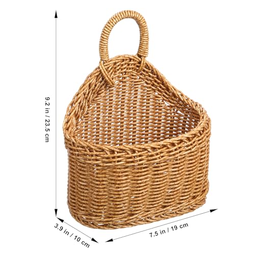 DOITOOL Set of 2 Wicker Hanging Basket for Wall, Front Door, Flowers, Mail, Fruit - Boho Handmade Rattan Hanging Wall Baskets for Garden Farmhouse Home Storage