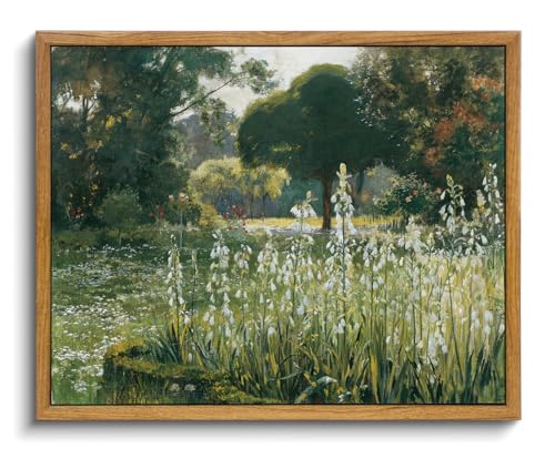 OIQArtOIQ Vintage Framed Wall Art Garden Landscape Canvas Art Prints Rustic Farmhouse Scenery Pictures Wall Decor Modern Cottagecore Paintings Artwork For Bedroom Bathroom Office Living Room - color: Hyacinth, size: 8x10 in
