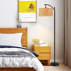 QIYIZM Floor Lamp for Living Room Bedroom Farmhouse Arc Rattan Boho Standing Lamp with Remote Dimmable Black Wicker Bamboo Lamp Shade Floor Light Adjustable Tall Lamp Industrial Floor Lamps Bohemian - size: 1-Floor Lamp