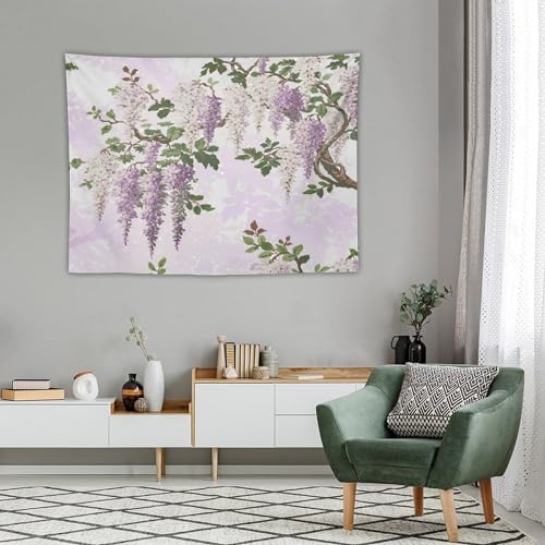 HZOHNAGO Lavender Flower Tapestry Fantasy Purple Floral Green Leaves Botanical Pattern Printed Wall Tapestry Wall Hanging for Bedroom Living Room Dorm 40" W x 30" H - color: Lavender-1, size: 40"L x 30"W