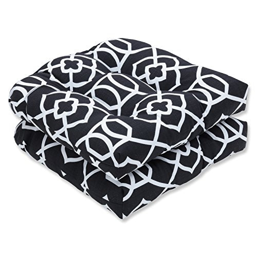 Pillow Perfect Trellis Indoor/Outdoor Tufted Wicker Seat Cushion, 2 Count, 19 x 19, Black Kirkland Black - color: Black Kirkland Black