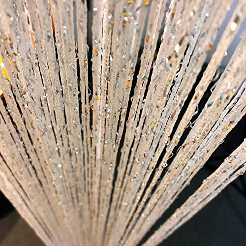 Hysenm 2 Pack 39 x 79 Inch Beaded Curtain String Door Curtains, Hippie Room Decor Closet Beaded Curtains for Doorway, Room Divider Privacy Decor, Boho Home Decoration for Bedroom, Party, White - color: White