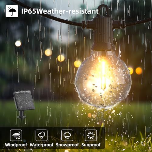 Kawaya Outdoor Solar String Lights, IP65 Waterproof Shatterproof Edison Hanging Lights with USB-Charging LED Solar Patio Light for Yard Fence Porch Camping Party and Garden Decor - size: 50FT-New