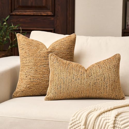 Yangest Chenille Pillow Cover 12 x 20 Inches, Thick Textured Rectangle Throw Pillow Cover Farmhouse Modern Soft Accent Couch Neutral Pillow Cover for Living Room Bedroom, Yellow - color: Yellow, size: 20" x 12" (Pack of 1)