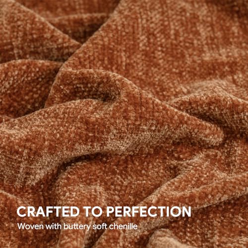 RECYCO Throw Blanket Soft Cozy Chenille Throw Blanket with Fringe Tassel for Couch Sofa Chair Bed Living Room Gift (Rust, 60" x 80") - color: Rust, size: 60'' X 80''