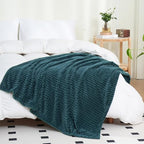 Puncuntex Flannel Fleece Throw Blanket Dusty Blue 50"×60",Super Soft Plush Cozy Blanket with Square Grid Design Luxury for Couch Sofa Chair - color: Dusty Blue, size: 50"×60"