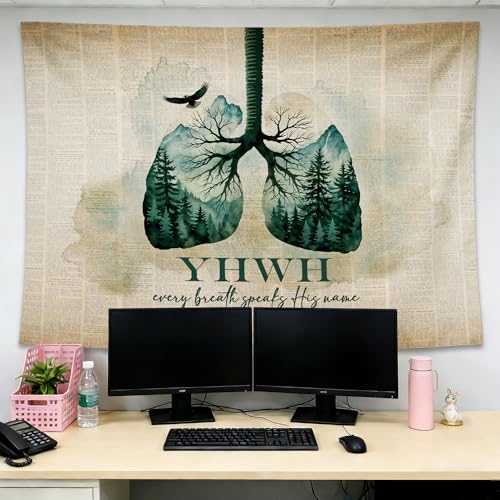 gsgfdshf YHWH Lung Forest Christian Wall Tapestry, Yahweh Inspirational Religious Tapestry Wall Hanging for Bedroom Living Room Home Church Decor, 50x60 Inch - color: Landscape Text-Tapestry-D
