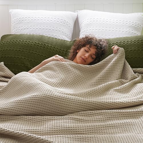 PHF 100% Cotton Waffle Pillow Shams Standard Size, 2 Pack 20" x 26" Soft Skin-Friendly Pillowcases, No Filling, Aesthetic Woven and Breathable Waffle Weave Pillow Case Covers for Bed, Capulet Olive - color: Capulet Olive, size: 26" x 20" (Pack of 2)