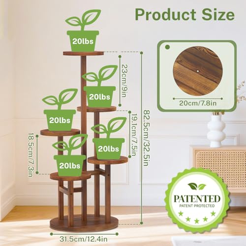 iDavosic.ly 5 Tier Plant Stand Indoor, Tiered Corner Wood Multiple Flower Holder Shelf, Tall Orchid Display Rack for Patio Porch Living Room Balcony Outdoor, Brown - color: Pine Brown, size: 5 Tiers
