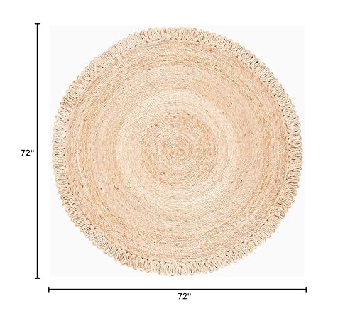 SAFAVIEH Natural Fiber Round Collection 6' Round Natural NF168A Handmade Boho Charm Farmhouse Jute Area Rug - size: 6' (Round)