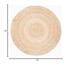 SAFAVIEH Natural Fiber Round Collection 6' Round Natural NF168A Handmade Boho Charm Farmhouse Jute Area Rug - size: 6' (Round)